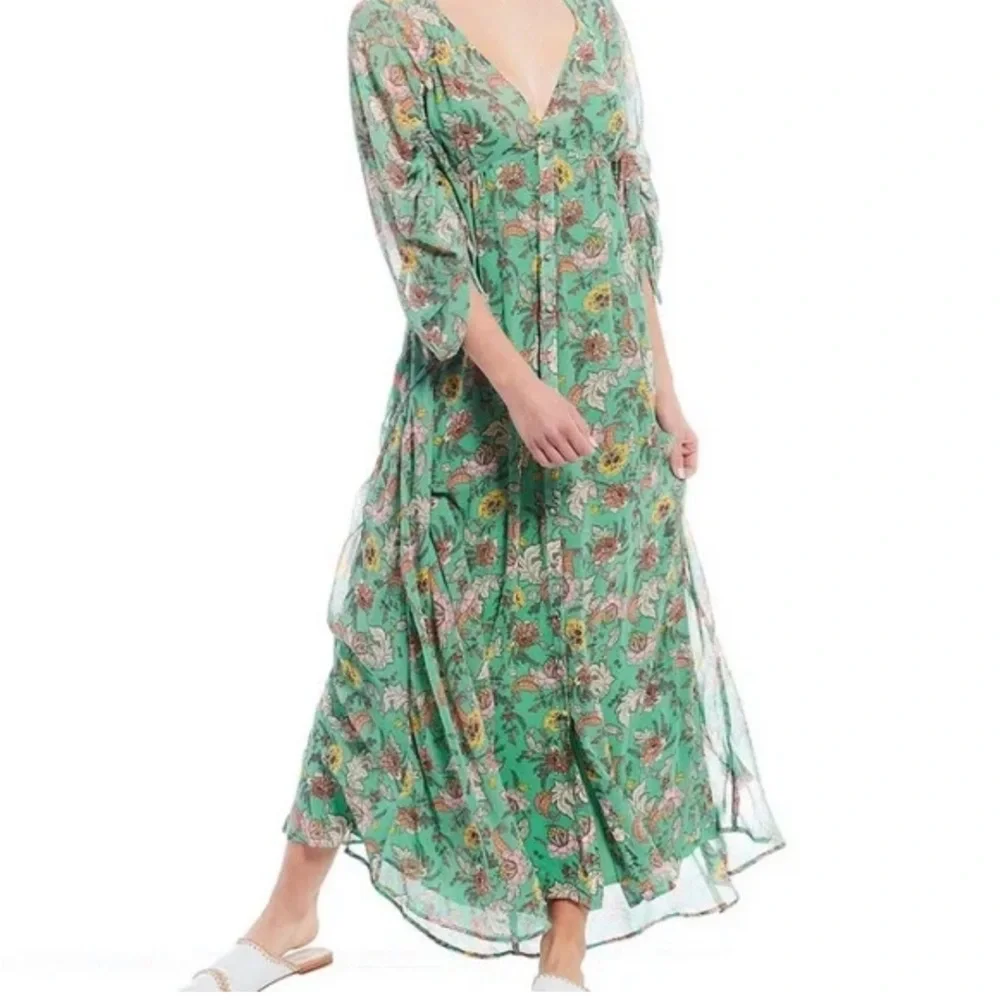 Free People Earthfolk Floral Maxi Dress in Green Combo - Picture 10 of 16